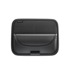 Black pouch with a visible brand logo on a white background