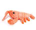 Plush lobster toy on a white background