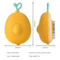 Yellow lemon-shaped comb with green handle, showing dimensions and material details on a white background.