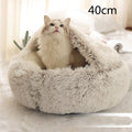Fluffy pet bed with a cat inside, size indicated as 40cm.