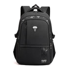 Black backpack on a white background