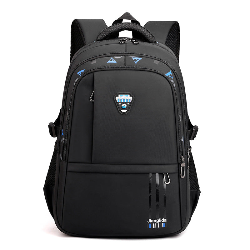 Black backpack on a white background