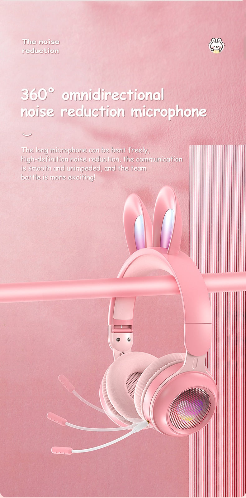 Rabbit Ear Glow Headphones for Kids & Teens