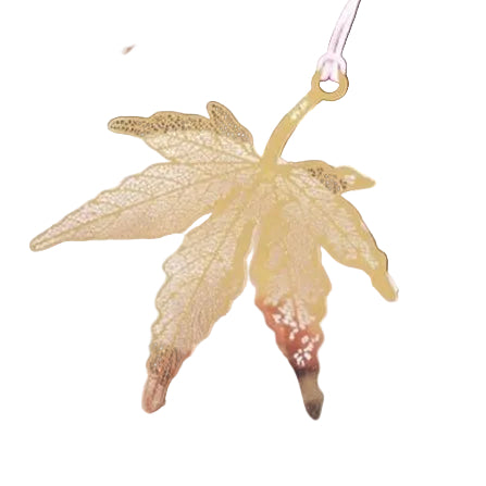 Decorative leaf-shaped object on a white background.