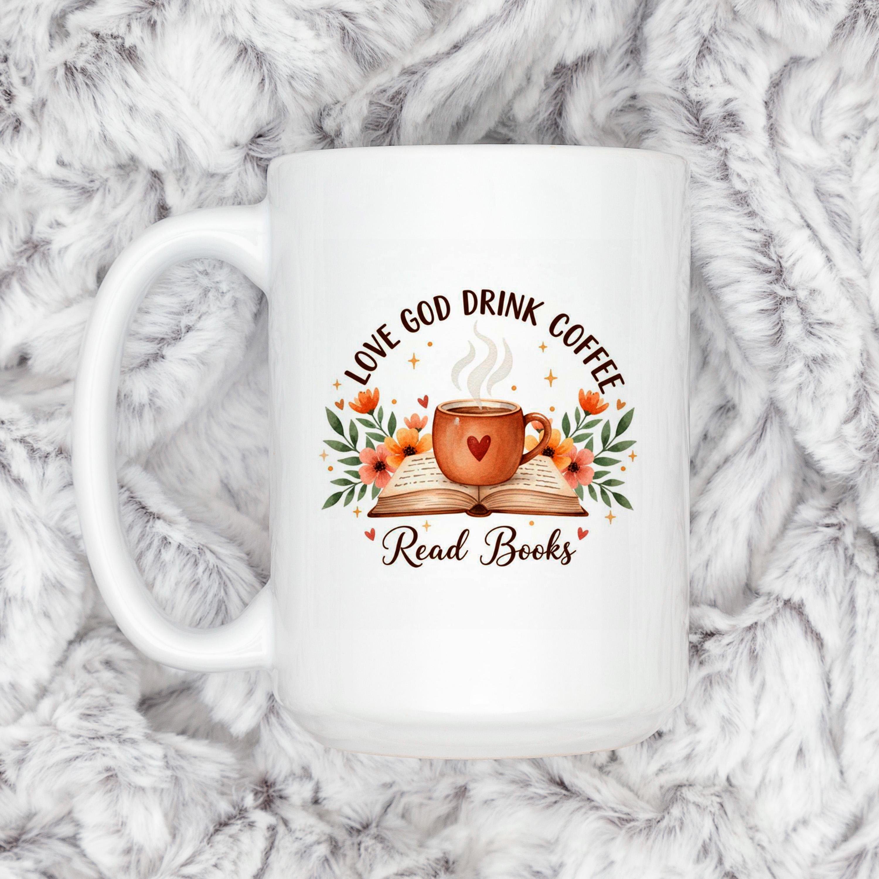 Christian Coffee Mug – Inspirational Faith Based Gift | Book Lover Floral Cup