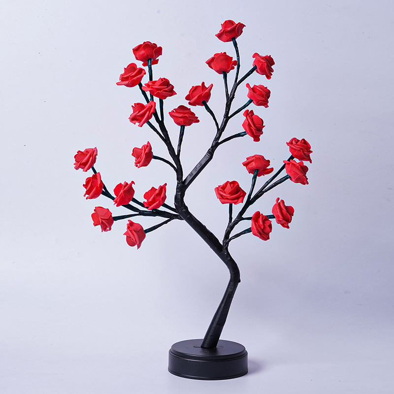 Decorative tree with red flowers on a white background