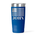 Personalized Flag Tumbler - Patriotic Water Bottle with Custom Name, Insulated Stainless Steel