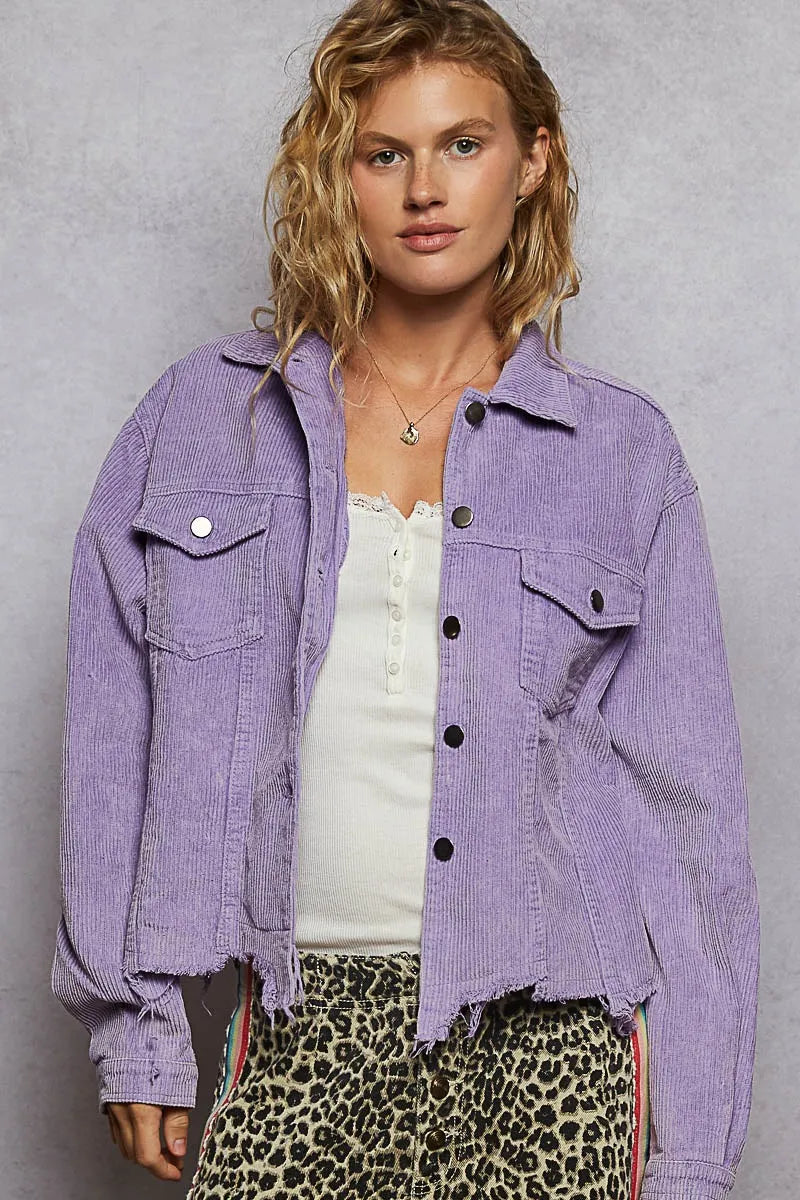 POL Button Down Corduroy Trucker Jacket
