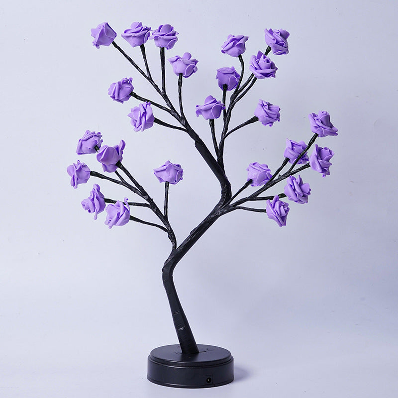 Decorative tree with purple flowers on a light purple background