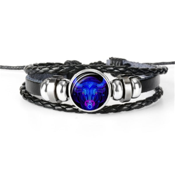 Bracelet with a blue and purple pendant on a white background