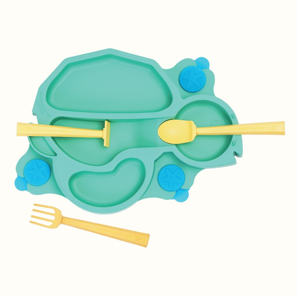 Constructive Eating Turtle Training Plate and Utensils