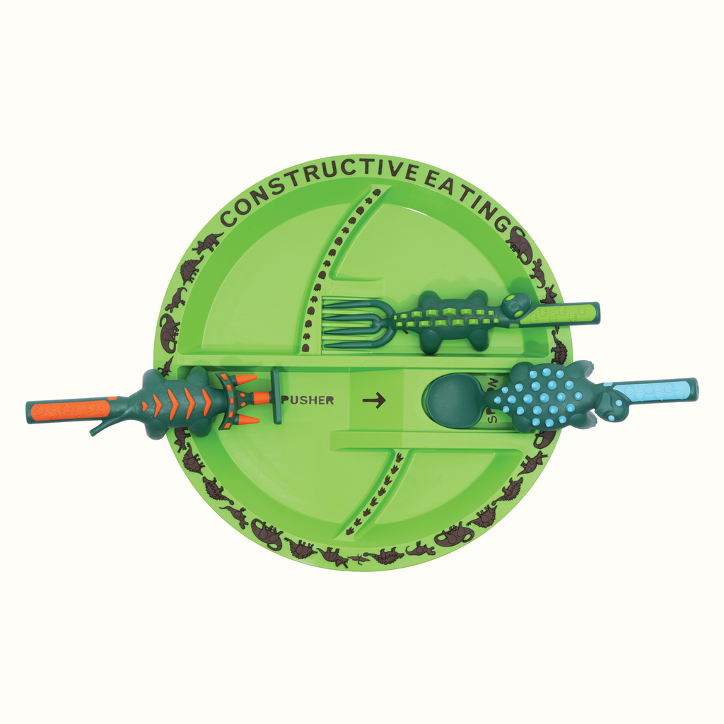Constructive Eating Utensil & Plate Combo – Dinosaur