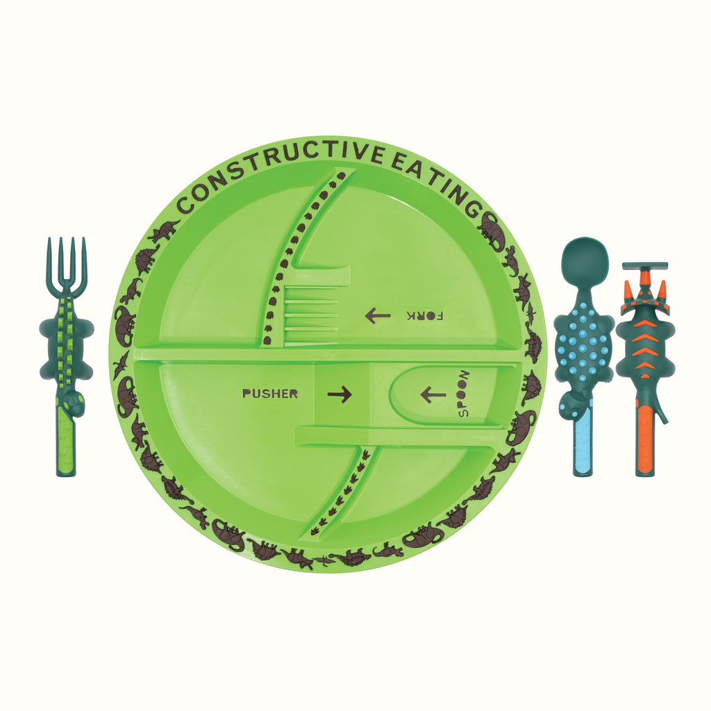 Constructive Eating Utensil & Plate Combo – Dinosaur