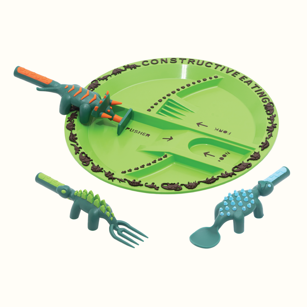 Constructive Eating Utensil & Plate Combo – Dinosaur