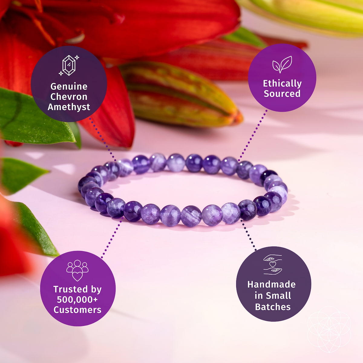 Chevron Amethyst Purification Bracelet – 6mm