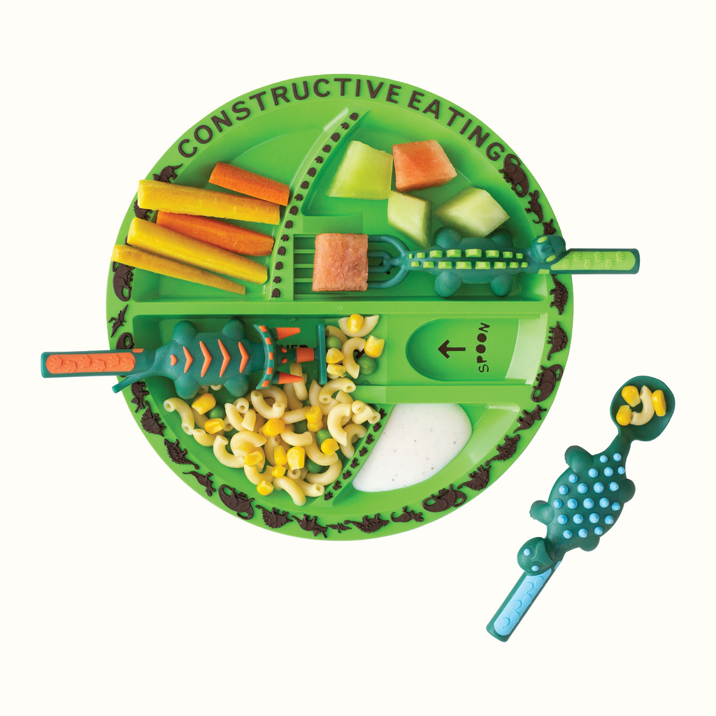 Constructive Eating Utensil & Plate Combo – Dinosaur