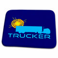 3dRose Trucker. Sun, truck image, text trucker. Dark blue background - Dish Drying Mats (ddm-267213)