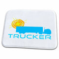 3dRose Trucker. Sun, truck image, text trucker. White background - Dish Drying Mats (ddm-267214)