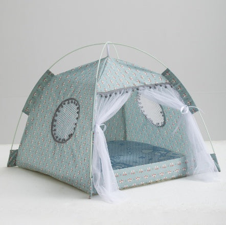Pet tent with mosquito net on a white background