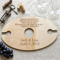 Personalized Wood Wine Holder - Engraved Couple Names Rustic Wine Carrier