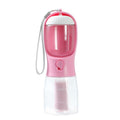 Pink pet water bottle with a white cap on a white background