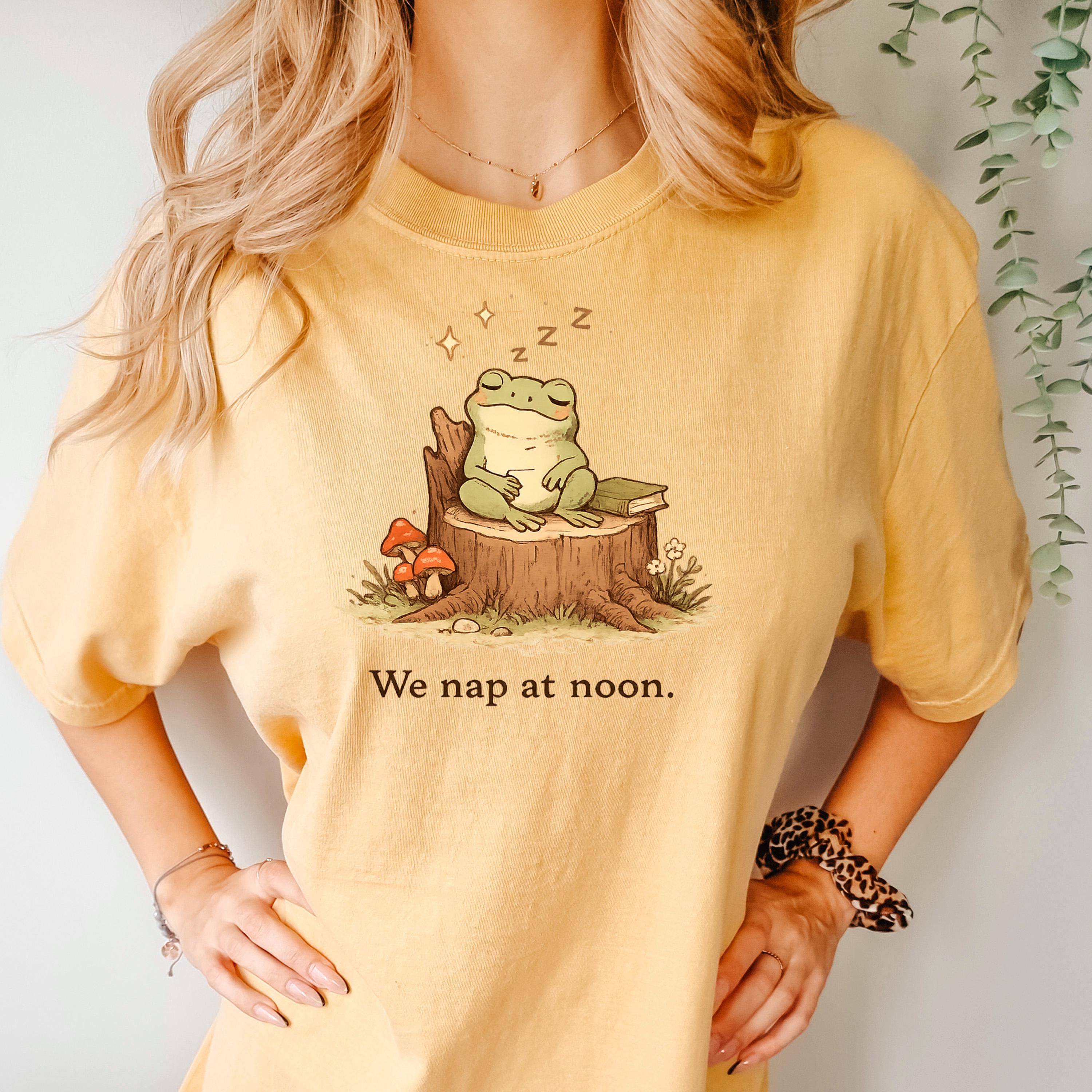Whimsical Frog Shirt – Cute Frog Shirt With We Nap At Noon Tee, Cozy Cotton