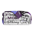 Folded blanket with text and graphics on a white background