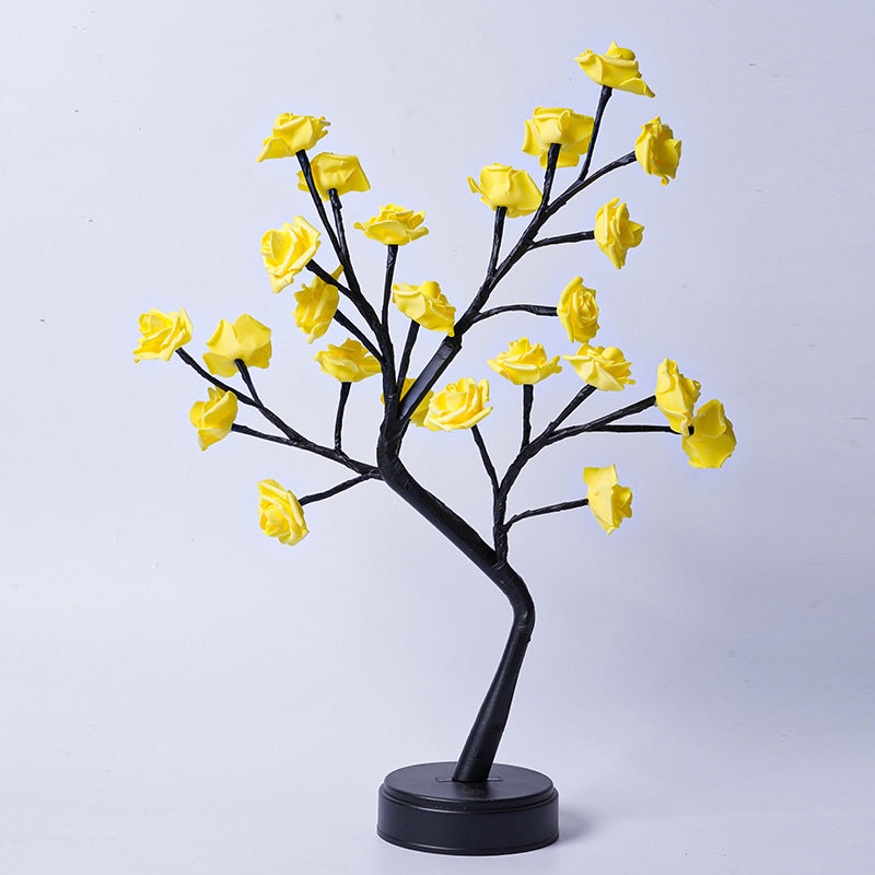 Decorative tree with yellow flowers on a white background