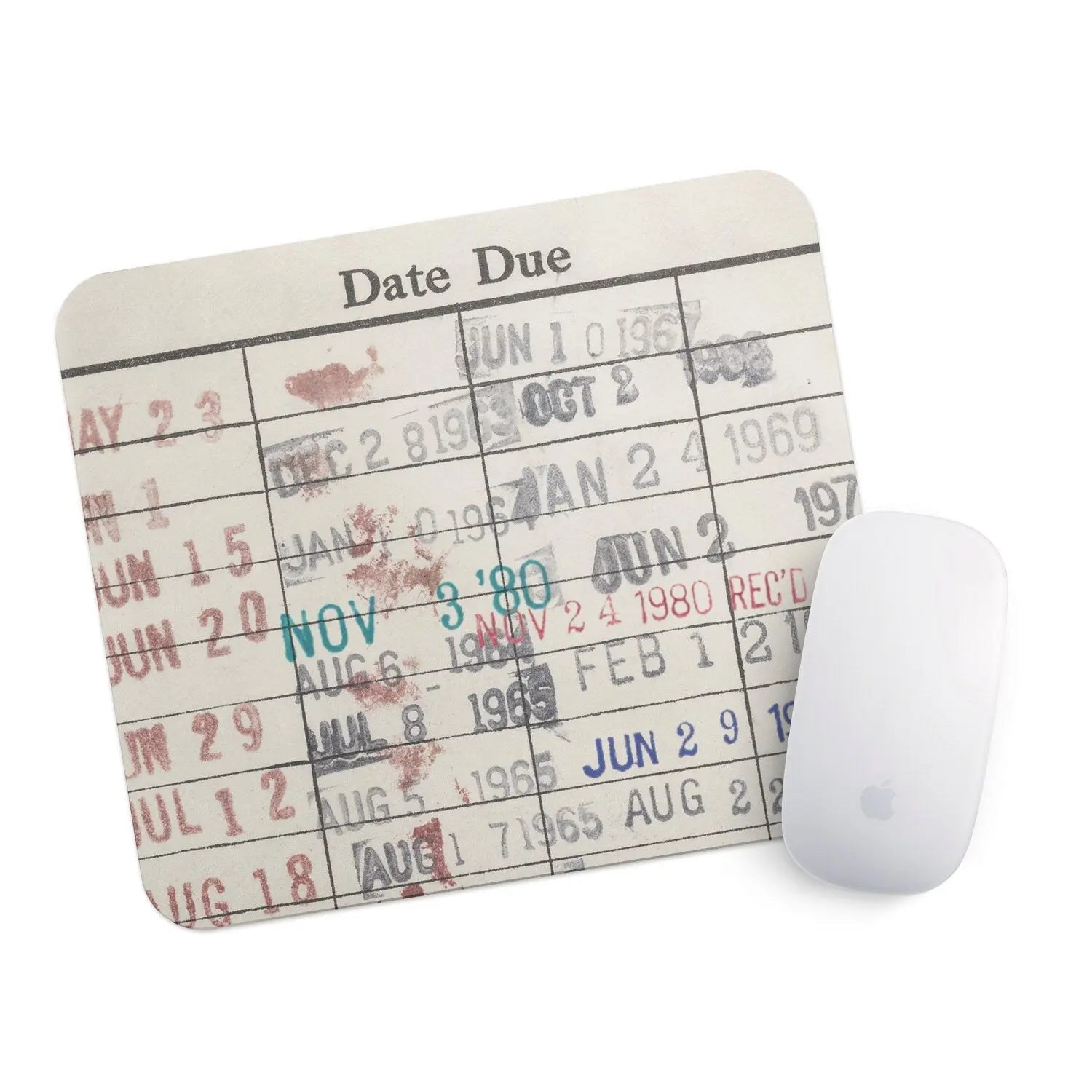 Book Mouse Pad - Vintage Library Card Desk Accessory With Comfortable Wrist Support