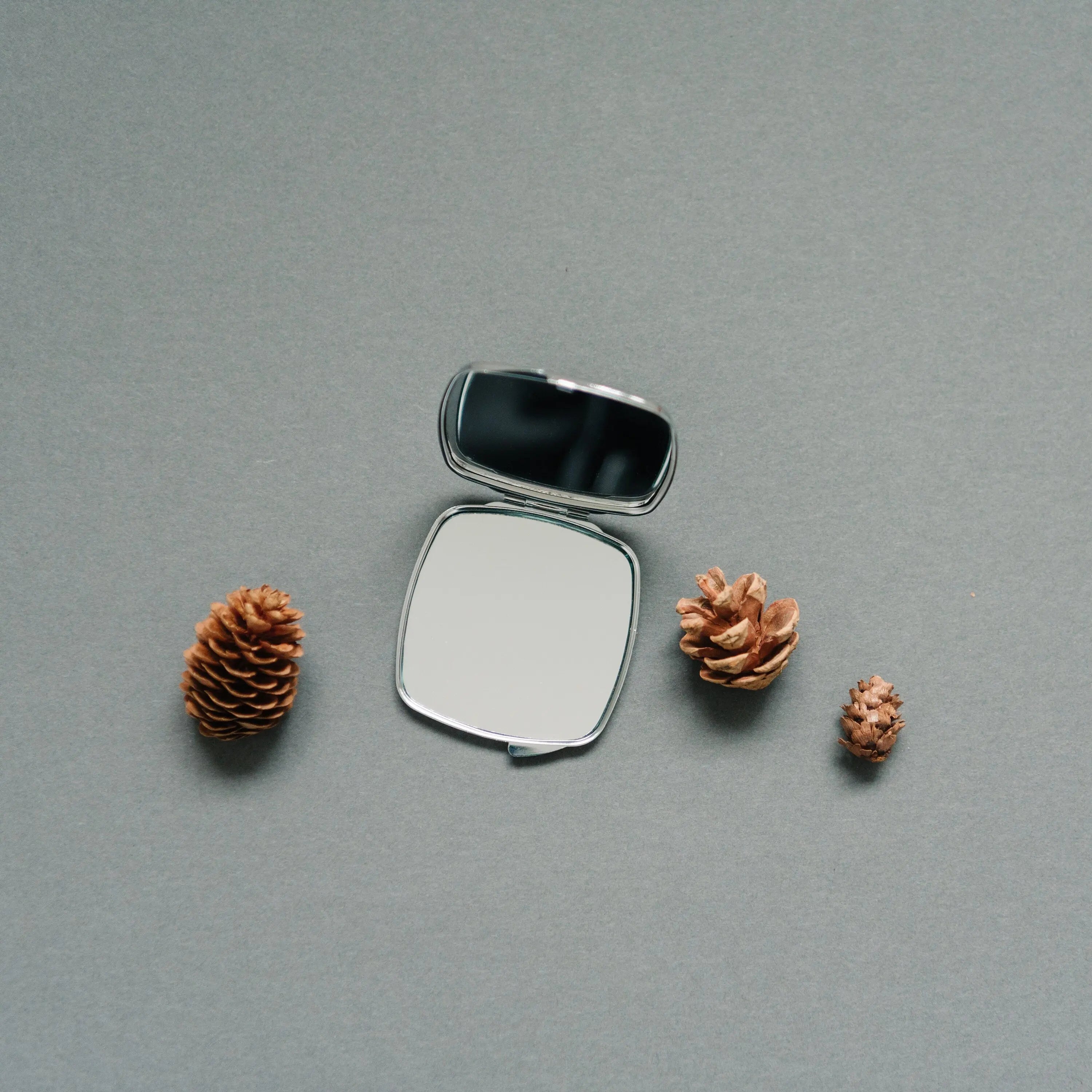 bridesmaids gift mint gray wedding - Custom Bridesmaid Gifts Personalized Pocket Compact Mirror