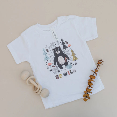 Be Wild Toddler Tee - boho toddler shirt -  toddler boy shirt - bear tshirt, outdoor adventure camping