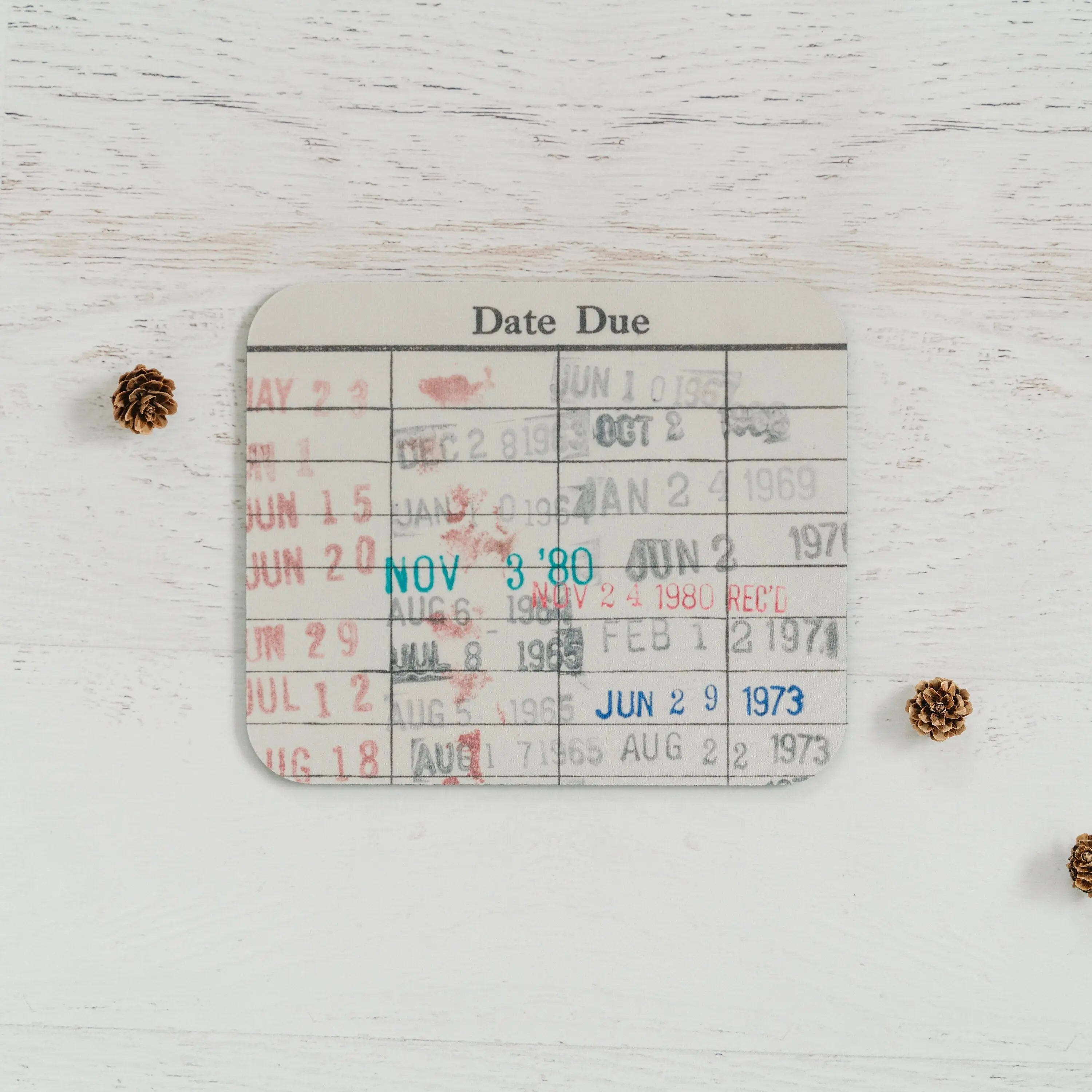 Book Mouse Pad - Vintage Library Card Desk Accessory With Comfortable Wrist Support