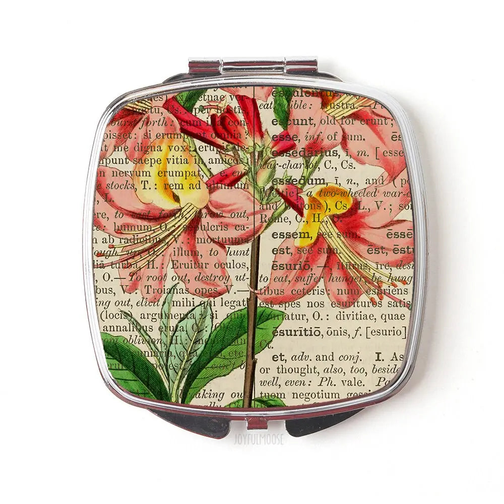 Vintage Floral Compact Mirror - Compact Mirror Gift for Her  - Pocket Mirror - Purse Mirror - Pocket Mirror