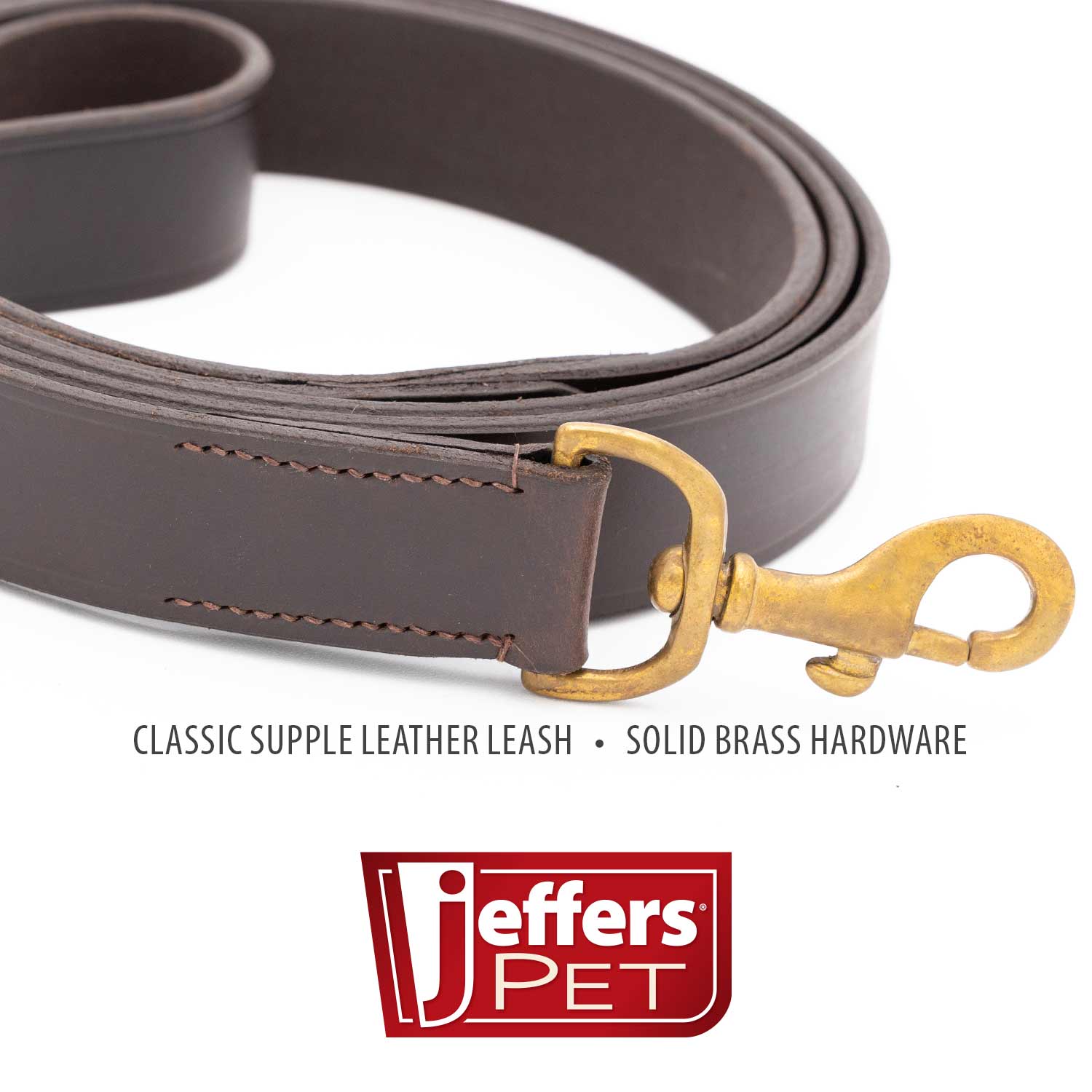 Flat Leather Dog Leash with Hand Strap – 6’, 3 Widths | Jeffers