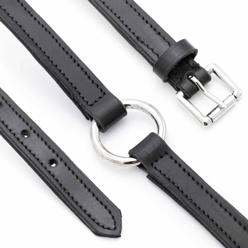 Padded Black Leather Dog Collar – Drum-Dyed Cowhide, Nickel O-Ring | Jeffers