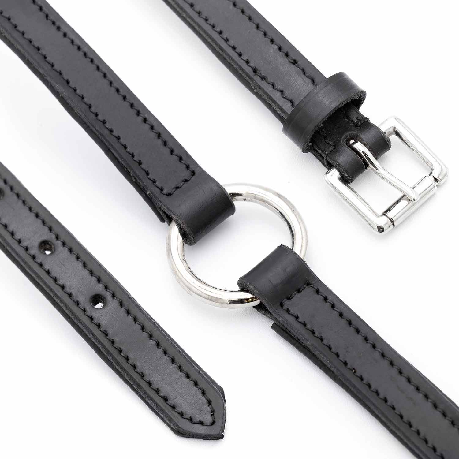 Padded Black Leather Dog Collar – Drum-Dyed Cowhide, Nickel O-Ring | Jeffers