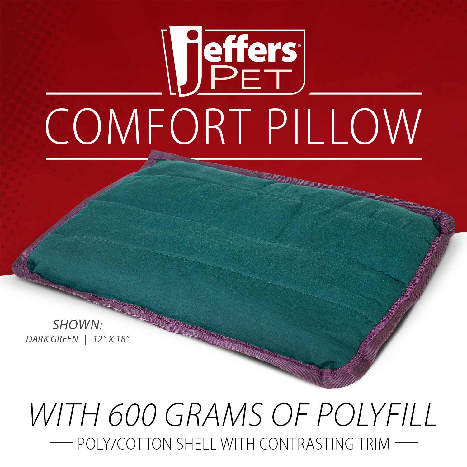 Washable Comfort Dog Pillow – 6 Sizes, 3 Colors | Jeffers Pet