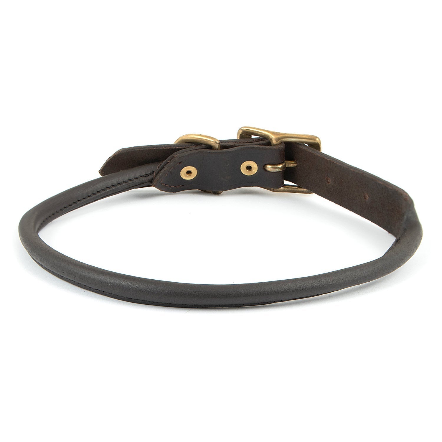 Rolled Leather Dog Collar – Chestnut with Brass Hardware, 8 Sizes | Jeffers