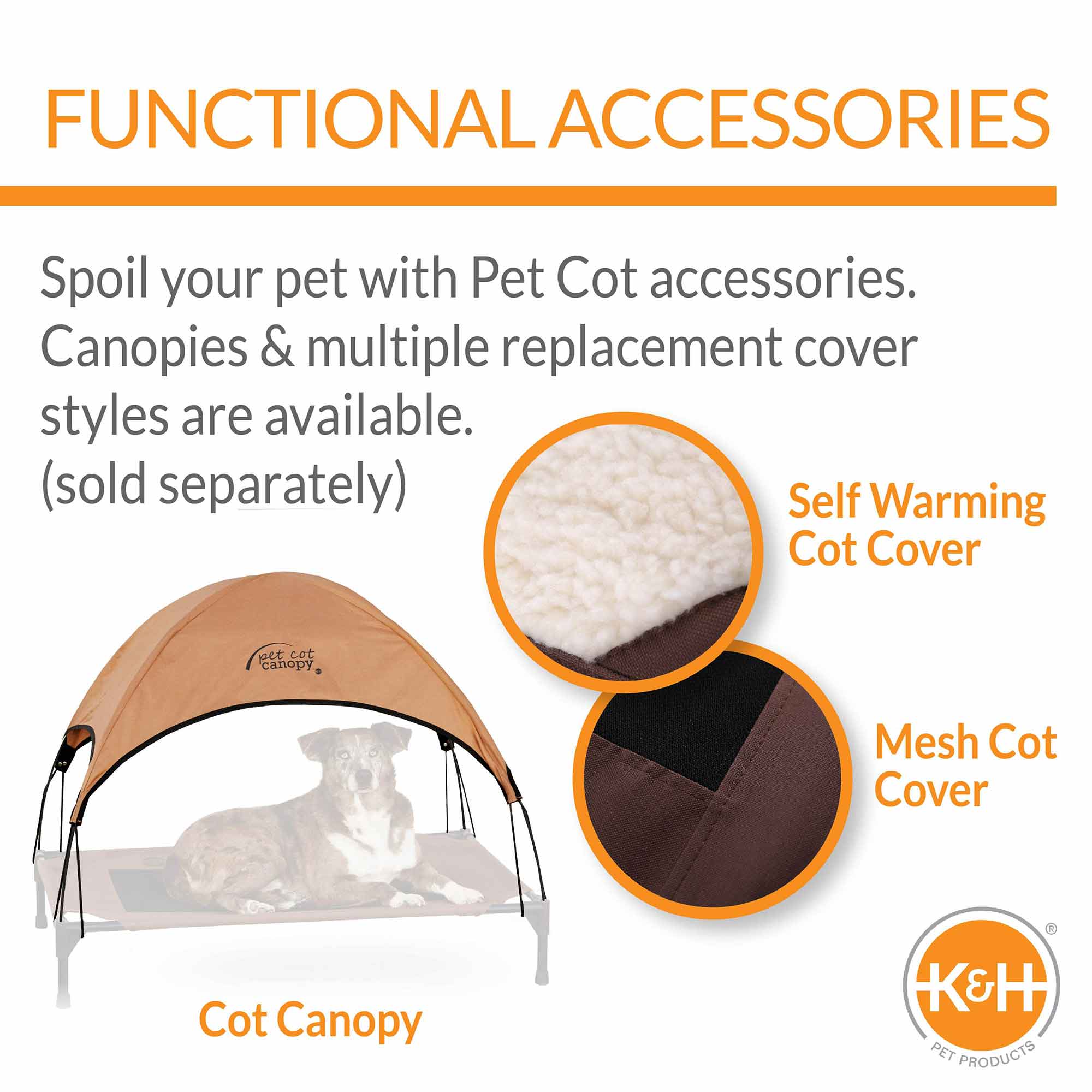 K&H Original Bolster Pet Cot – Elevated Dog Bed, Indoor/Outdoor | M & L