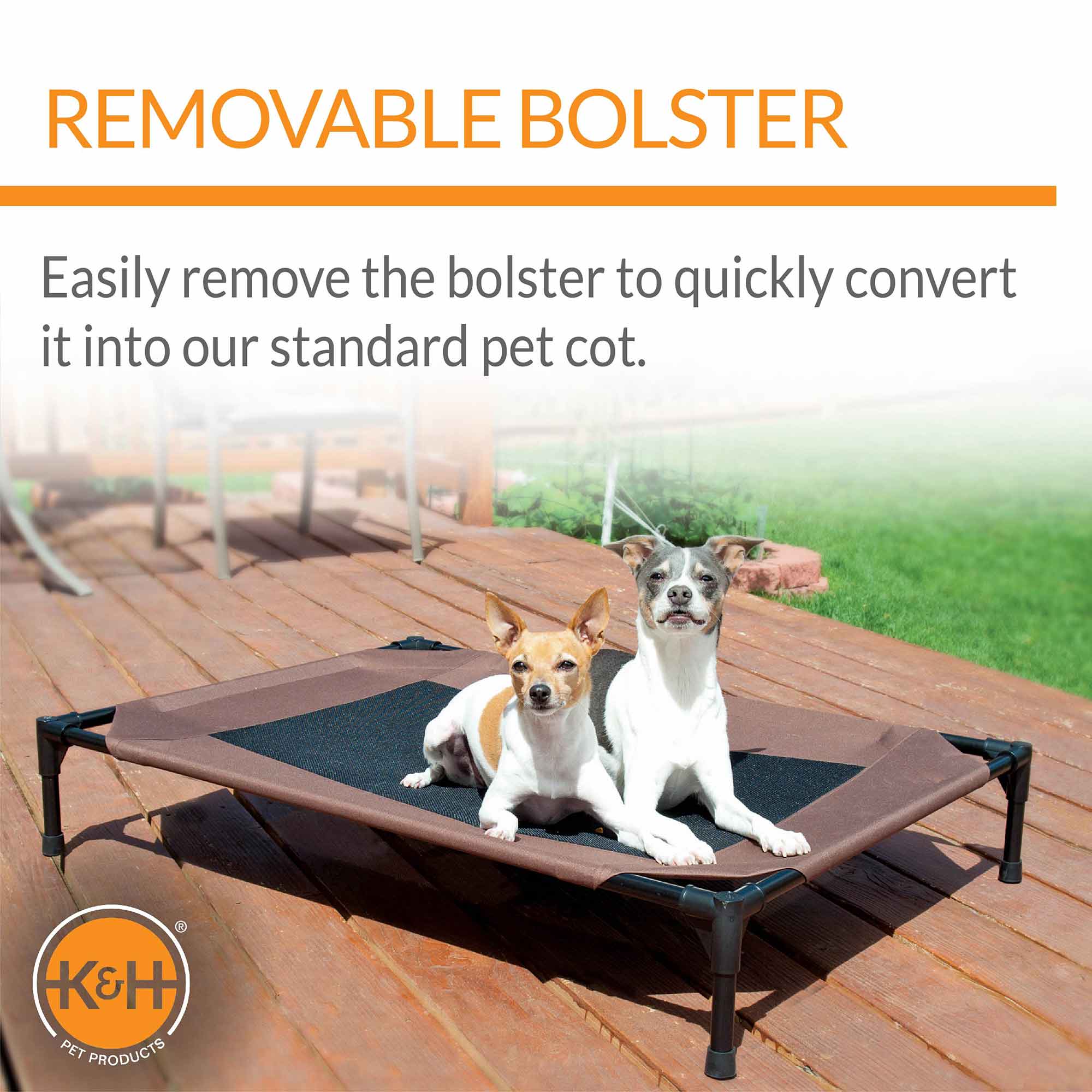 K&H Original Bolster Pet Cot – Elevated Dog Bed, Indoor/Outdoor | M & L