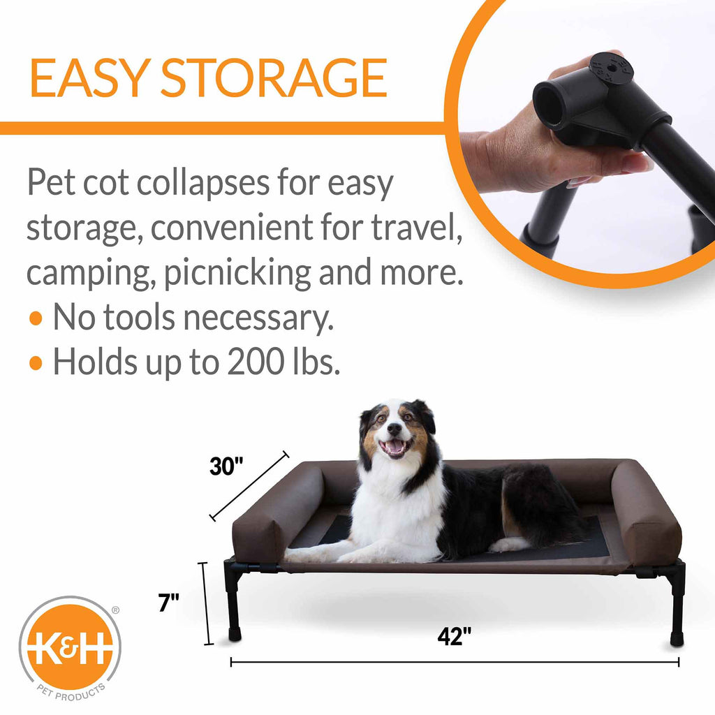 K&H Original Bolster Pet Cot – Elevated Dog Bed, Indoor/Outdoor | M & L