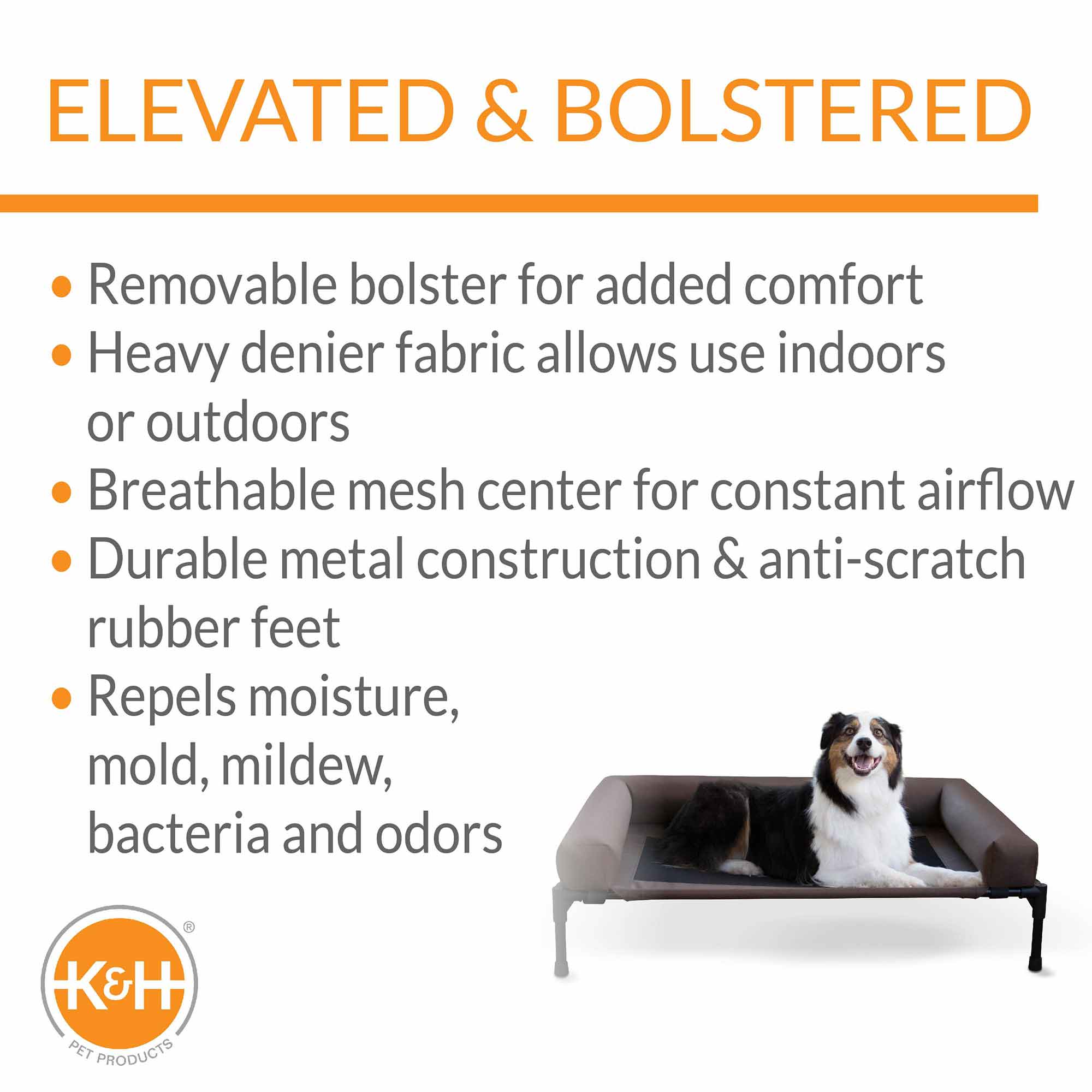 K&H Original Bolster Pet Cot – Elevated Dog Bed, Indoor/Outdoor | M & L