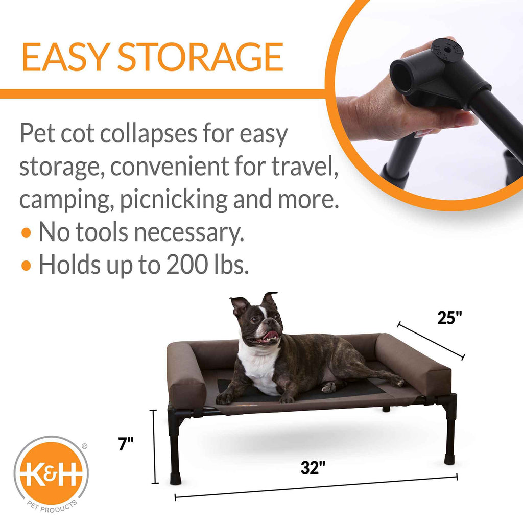 K&H Original Bolster Pet Cot – Elevated Dog Bed, Indoor/Outdoor | M & L