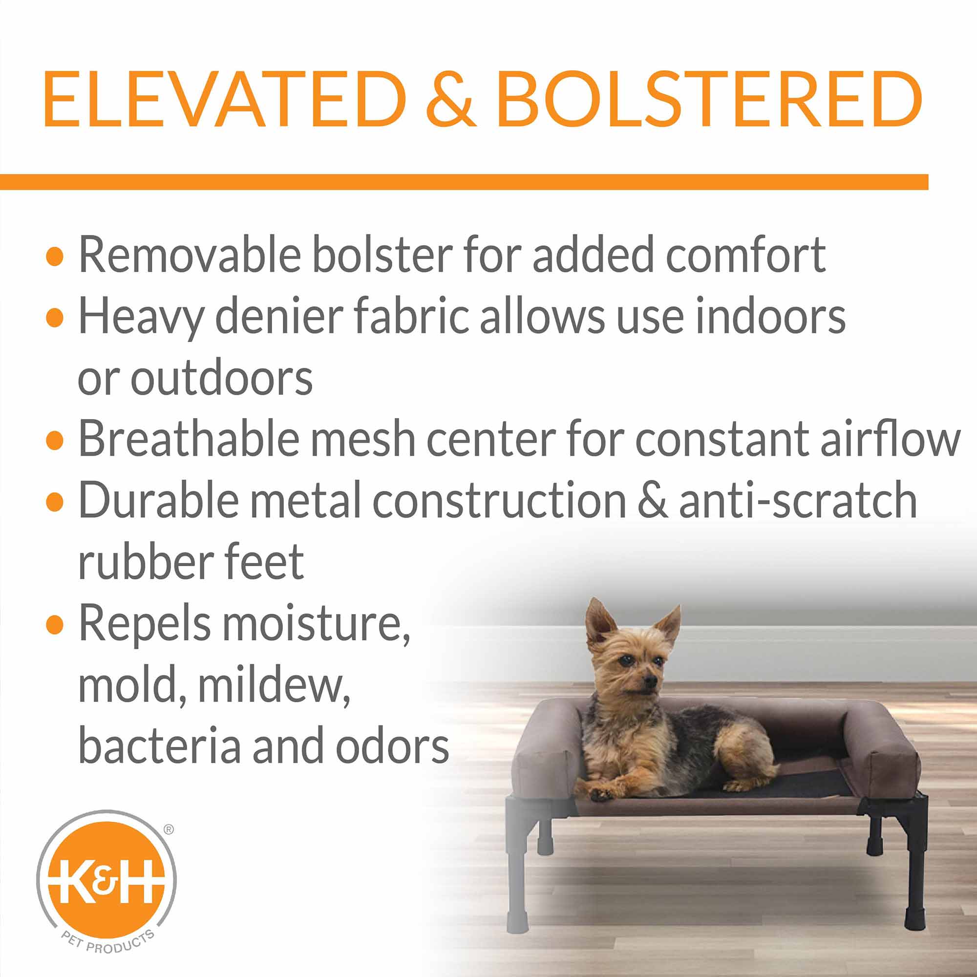 K&H Original Bolster Pet Cot – Elevated Dog Bed, Indoor/Outdoor | M & L