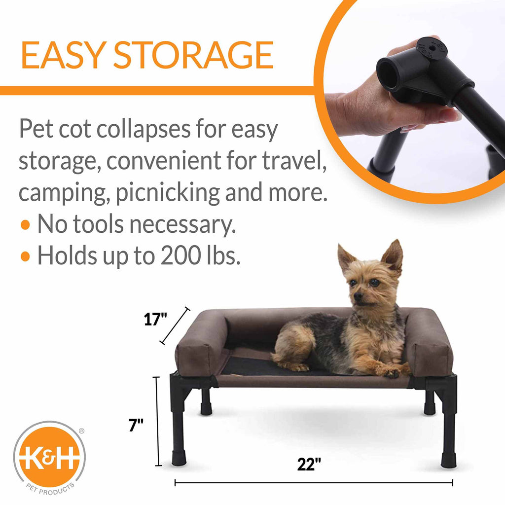 K&H Original Bolster Pet Cot – Elevated Dog Bed, Indoor/Outdoor | M & L