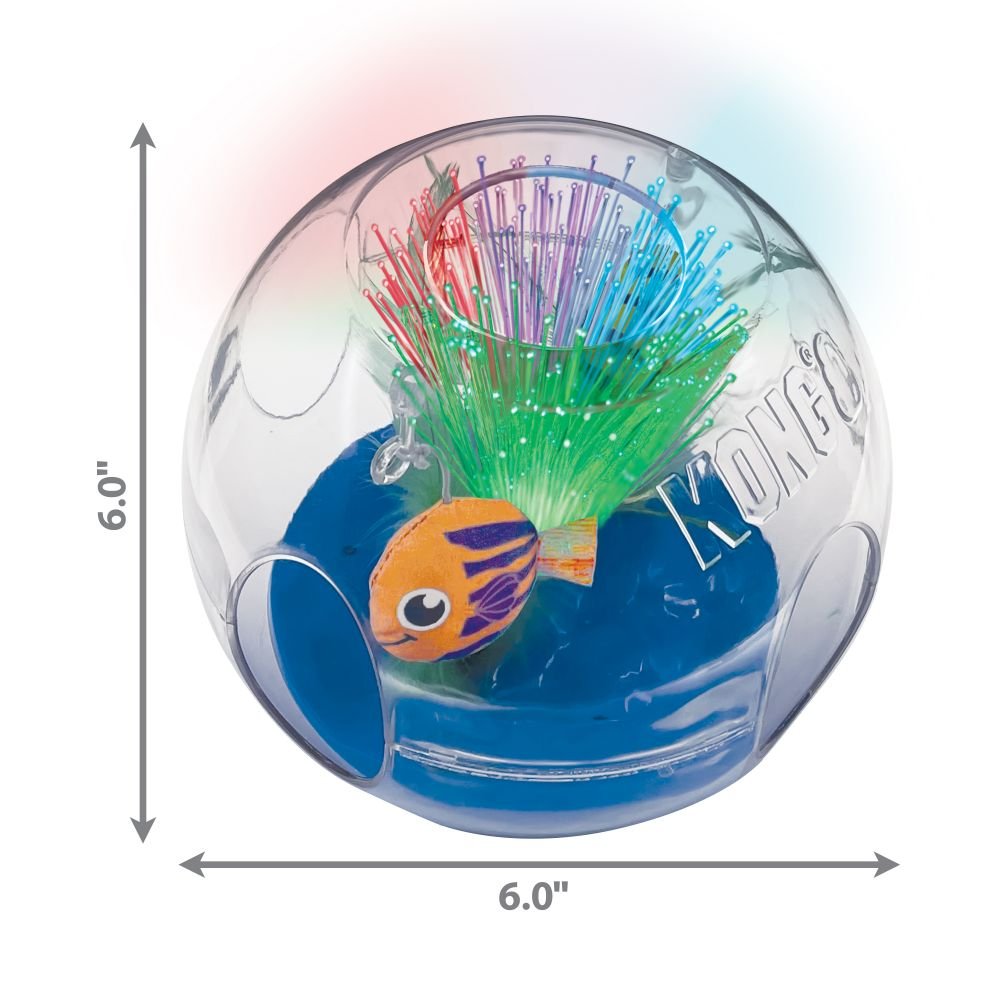 KONG Bat-A-Bout Glow Aquarium Cat Toy – Fiber Optic Light-Up Bowl with Catnip