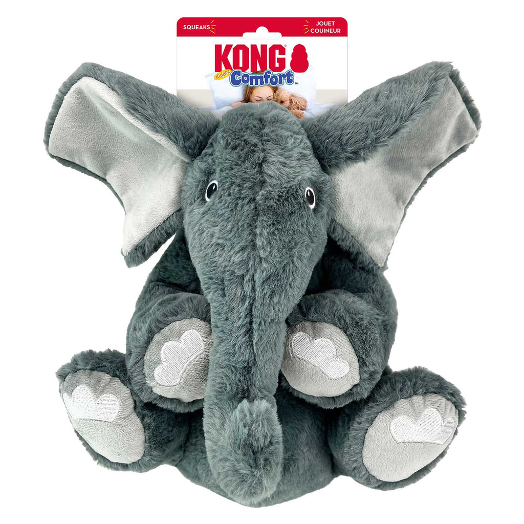 KONG Comfort Kiddos Jumbo Elephant Dog Toy – Plush, Removable Squeaker | XL