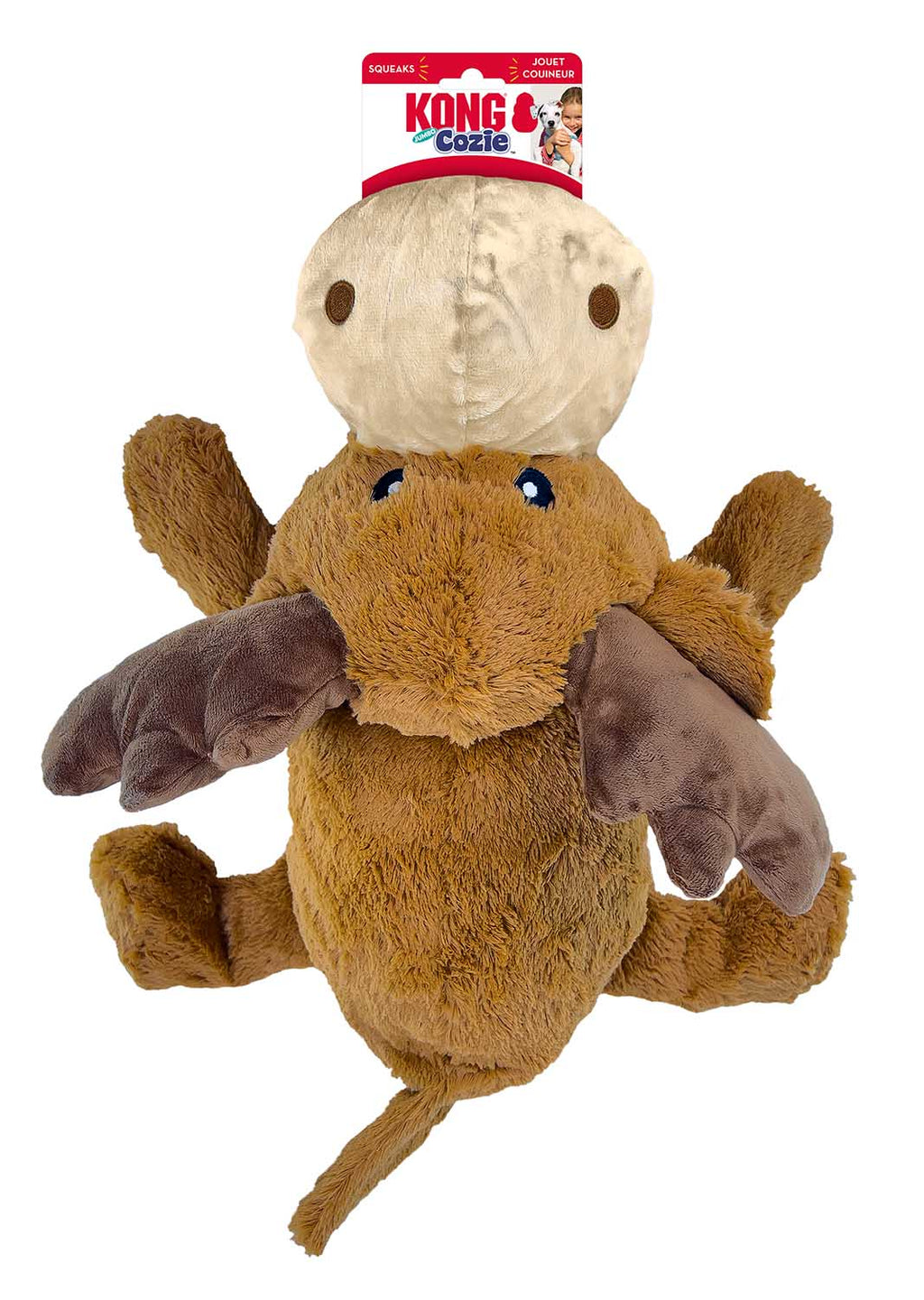 KONG Cozie Jumbo Marvin the Moose Dog Toy – XL Plush, Removable Squeaker