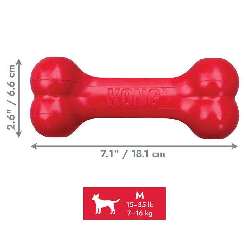 KONG Goodie Bone Rubber Dog Chew Toy – Treat-Stuffable, Medium | Made in USA