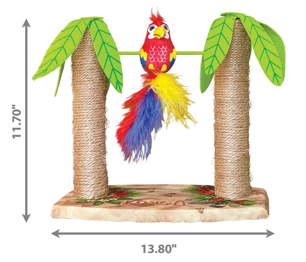 KONG Play Spaces Cat Tiki Twirl – Spinning Parrot, Catnip & Scratch Posts